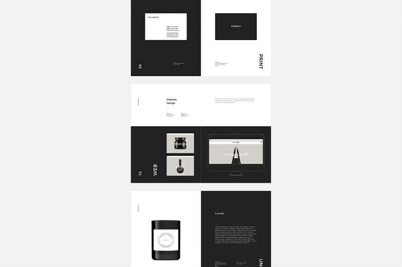 黑白色系品牌手册设计模板，INDD源文件 样机素材 第5张