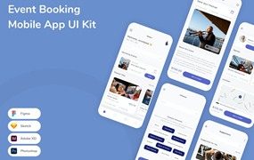 演出活动预订App应用程序UI设计模板套件 Event Booking Mobile App UI Kit