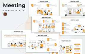 商业会议信息图表矢量模板 Business Meeting Slides Illustrator Infographics