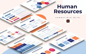 人力资源信息图表矢量模板 Business Human Resources Illustrator Infographics