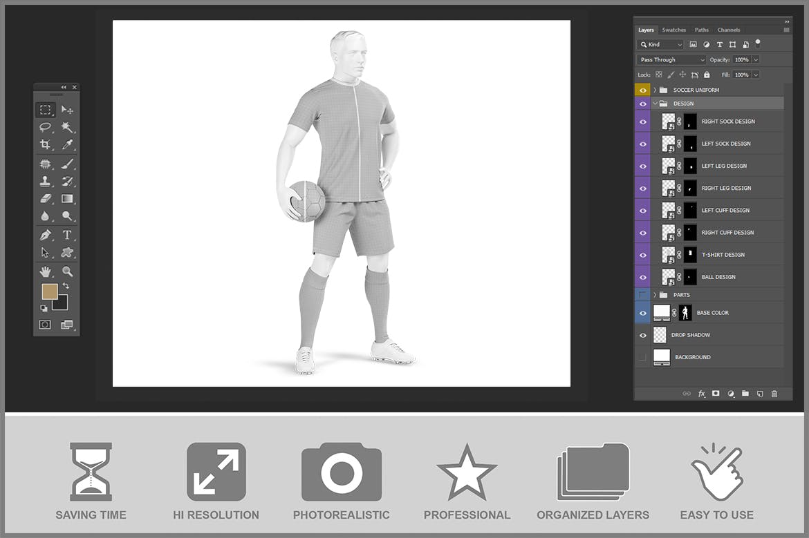 足球运动员服装设计样机 Soccer Player Mockup Template 样机素材 第3张