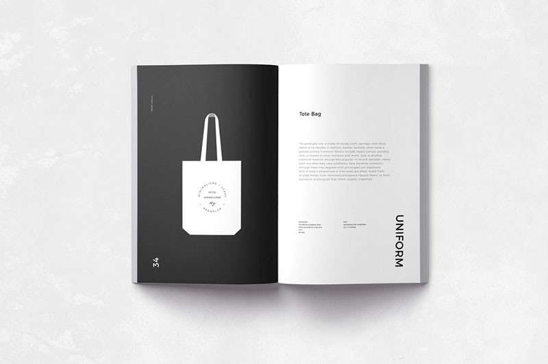 黑白色系品牌手册设计模板，INDD源文件 样机素材 第2张