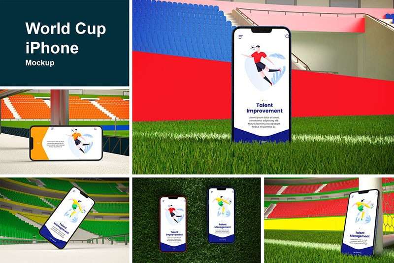 世界杯主题手机样机PSD模板 样机素材 第1张
