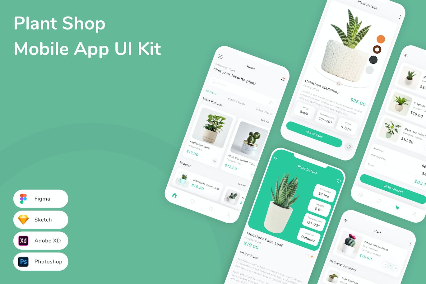 植物商店App应用程序UI设计模板套件 Plant Shop Mobile App UI Kit APP UI 第1张