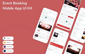 活动预订App应用程序UI设计模板套件 Event Booking Mobile App UI Kit