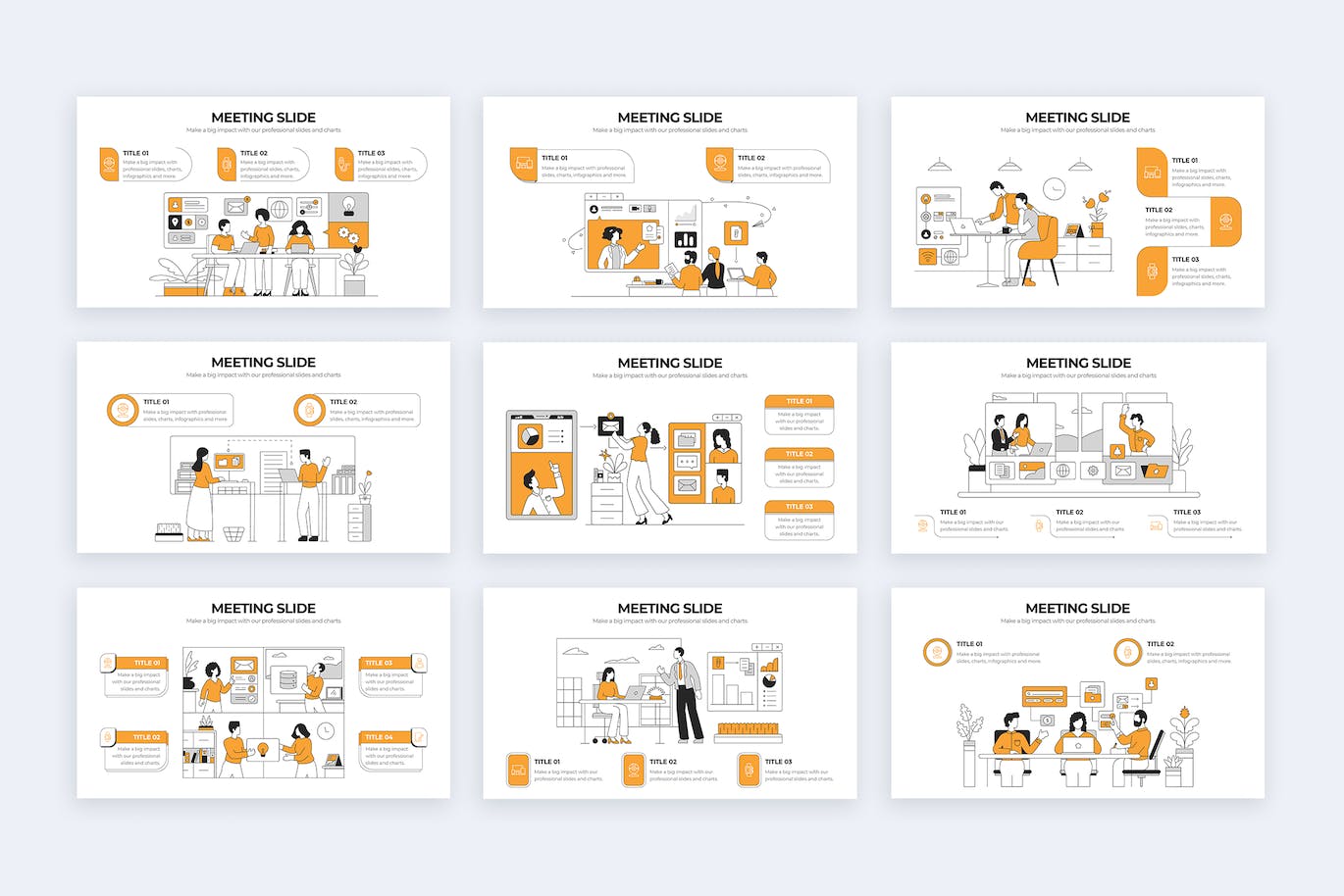 商业会议信息图表矢量模板 Business Meeting Slides Illustrator Infographics 幻灯图表 第2张