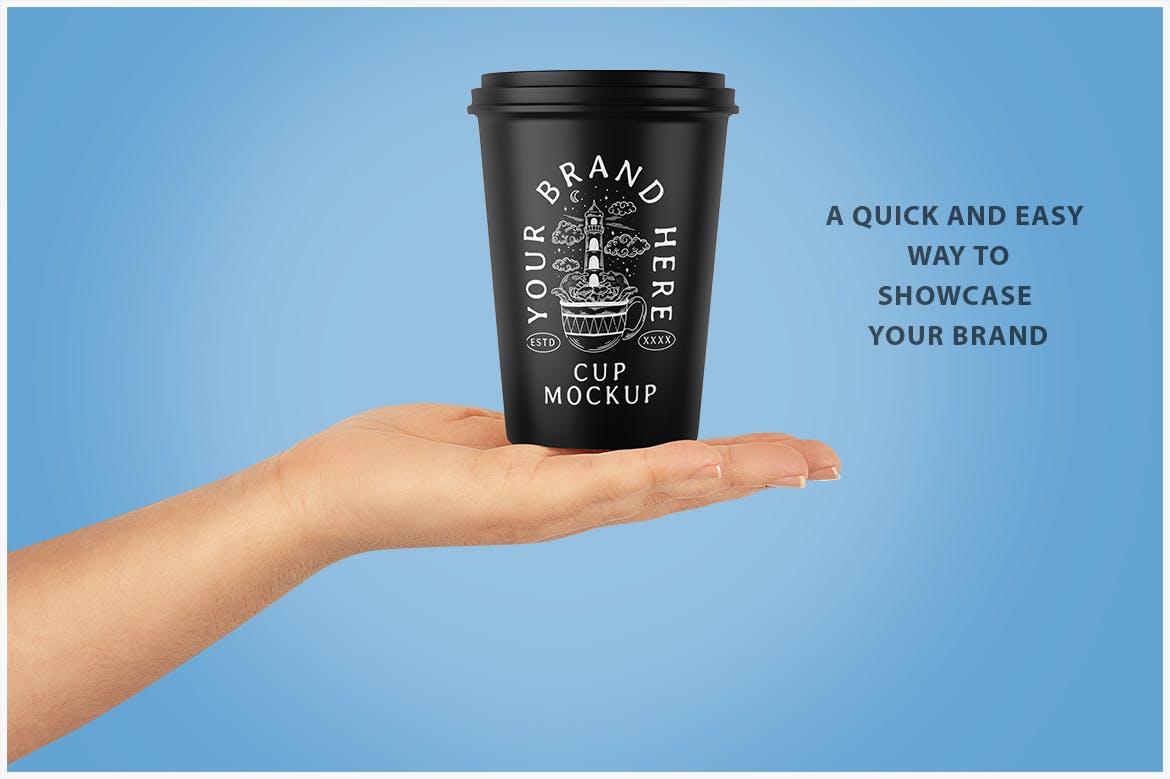 手托咖啡杯品牌包装设计样机 Cup in Woman’s Hand Mockup PSD 样机素材 第4张