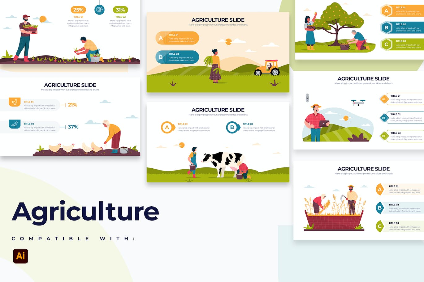 农业数据信息图表矢量模板 Business Agriculture Illustrator Infographics 幻灯图表 第1张