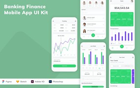 银行金融移动应用程序App UI设计套件 Banking Finance Mobile App UI Kit