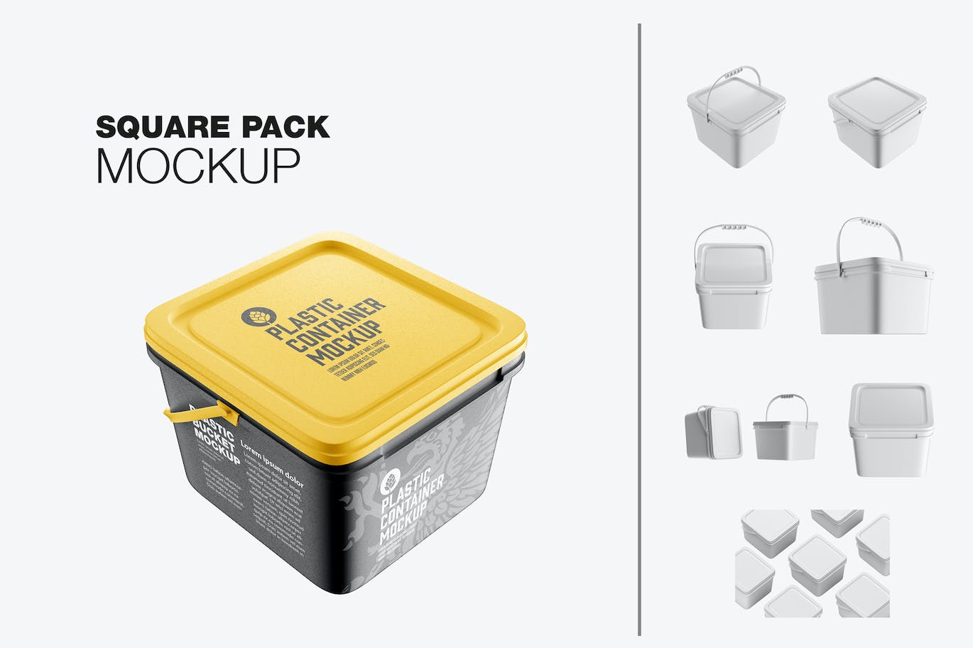 方形塑料容器包装设计样机 Square Plastic Container Mockup 样机素材 第1张