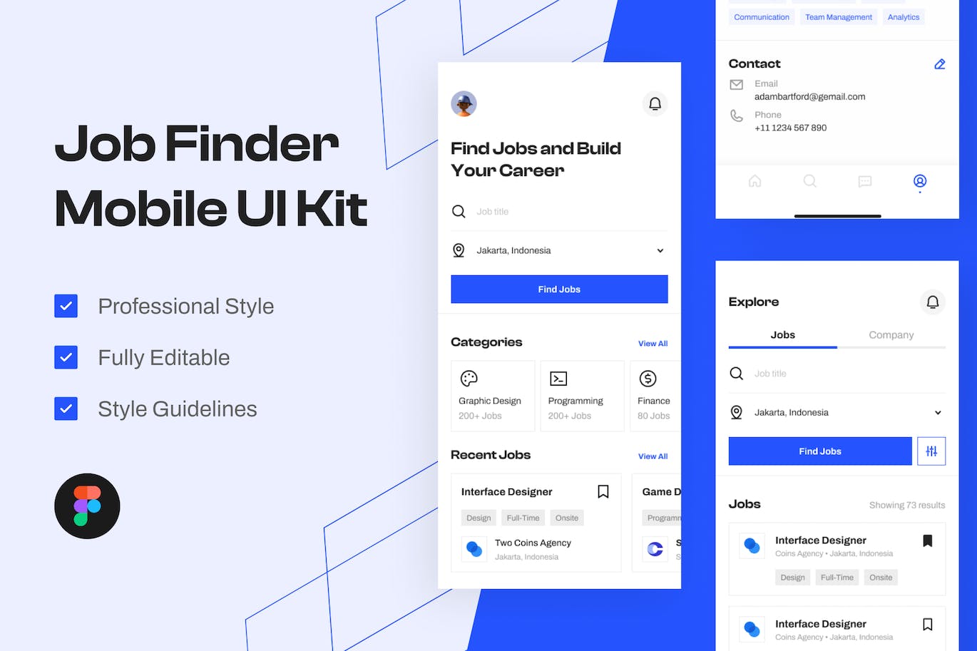 求职者/职业门户App移动应用程序UI模板 Job Finder – Mobile App UI Kit Template APP UI 第1张