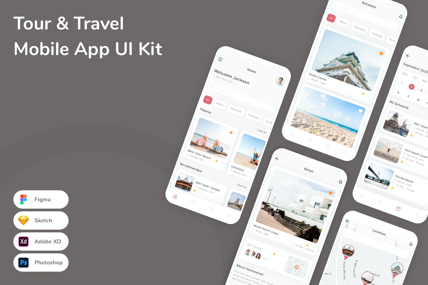 旅游和旅行App应用程序UI设计模板套件 Tour & Travel Mobile App UI Kit APP UI 第1张