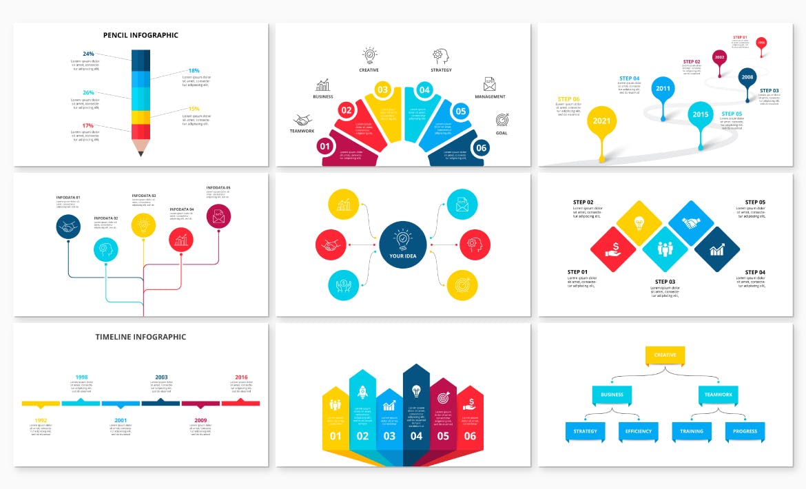 商业多用途信息图表元素集合 Business Infographics Elements Set 幻灯图表 第4张