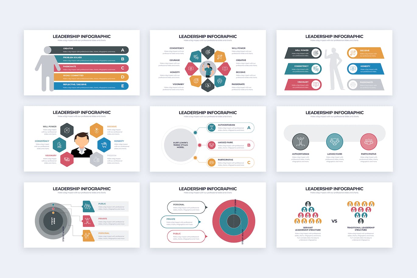 商业领导力信息图表矢量模板 Business Leadership Illustrator Infographics 幻灯图表 第3张