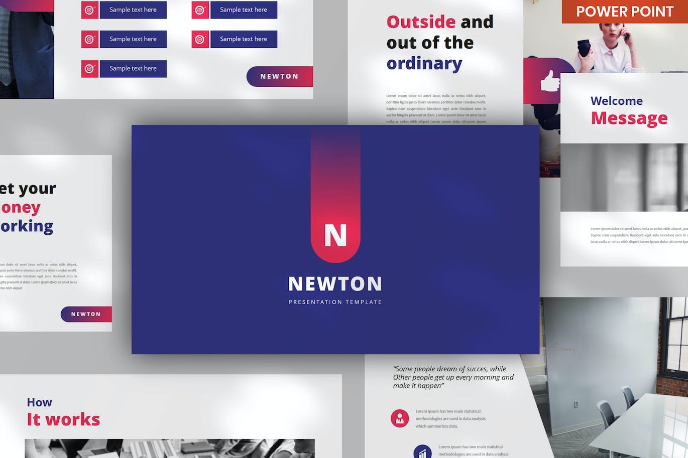 企业产品展示PPT模板下载 Newton Business PowerPoint 幻灯图表 第1张