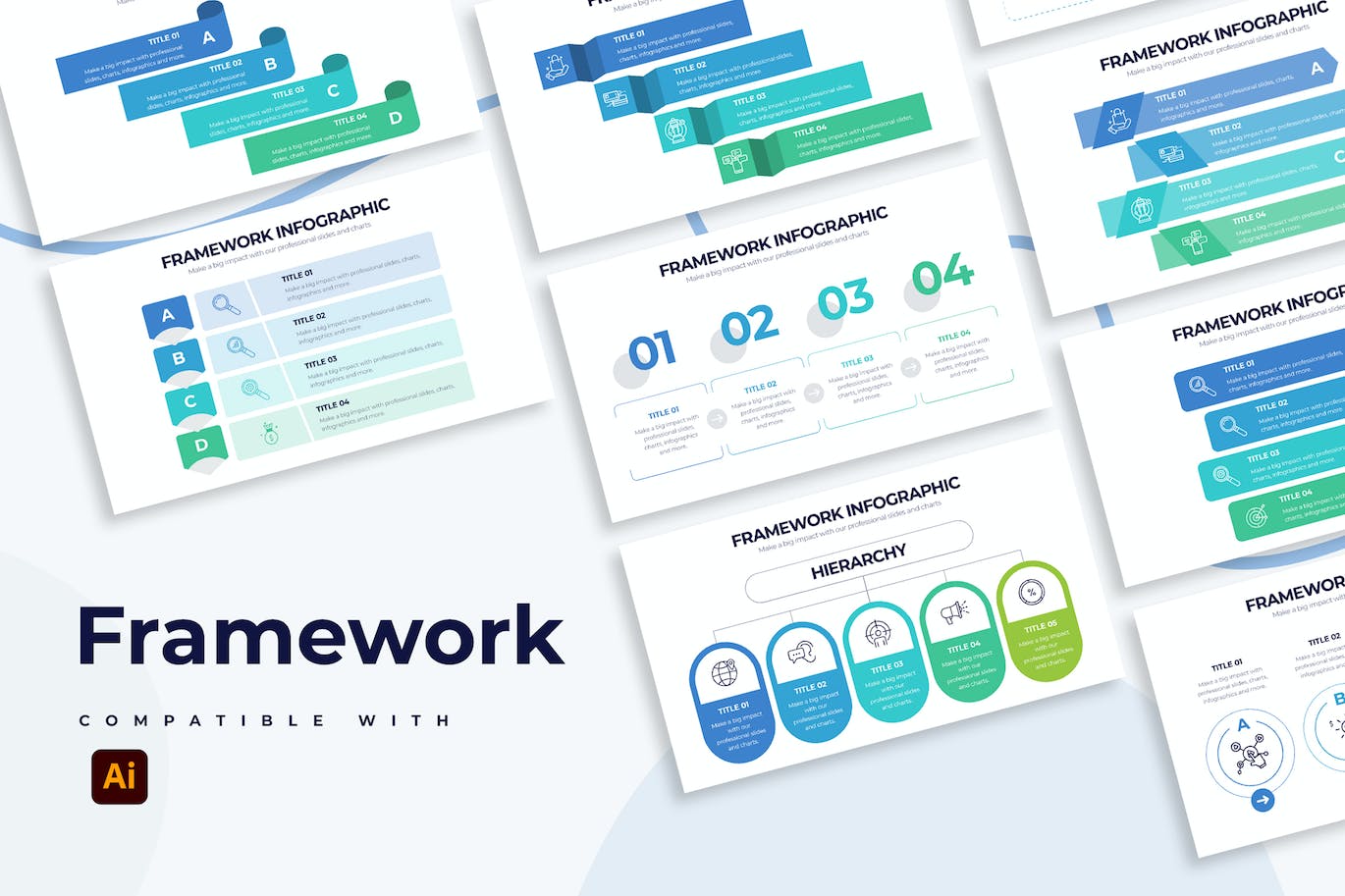 流程选项信息图表矢量模板 Business Framework Illustrator Infographics 幻灯图表 第1张