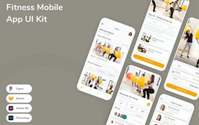 健身App应用程序UI设计模板套件 Fitness Mobile App UI Kit