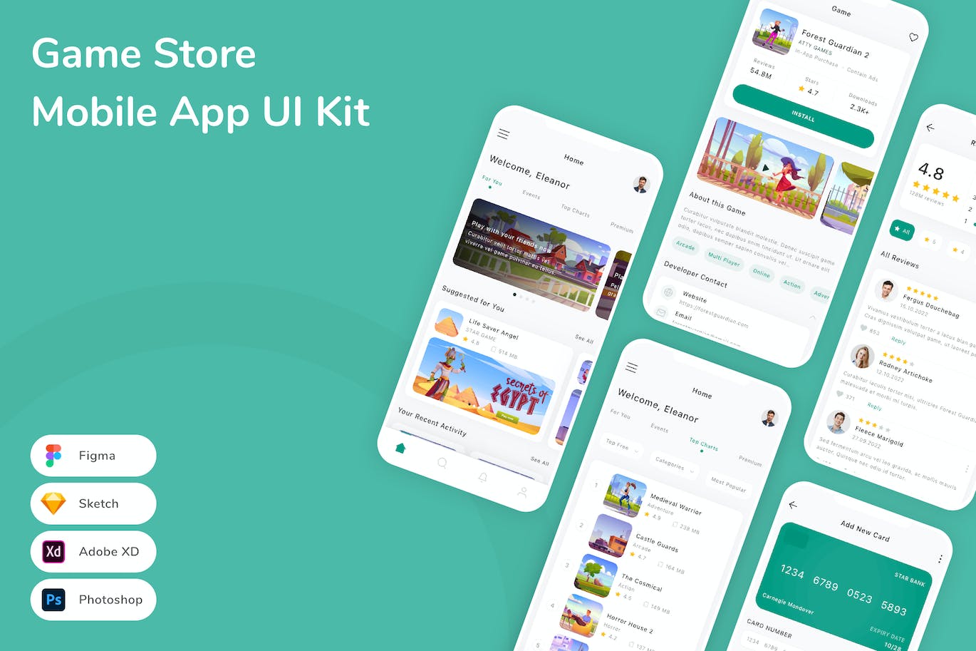 游戏商店App应用程序UI设计模板套件 Game Store Mobile App UI Kit APP UI 第1张