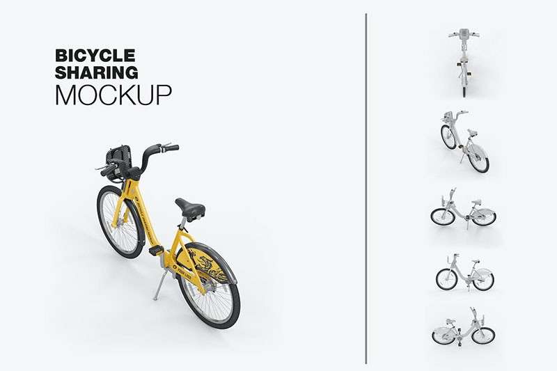 自行车共享单车设计展示样机PSD 样机素材 第1张