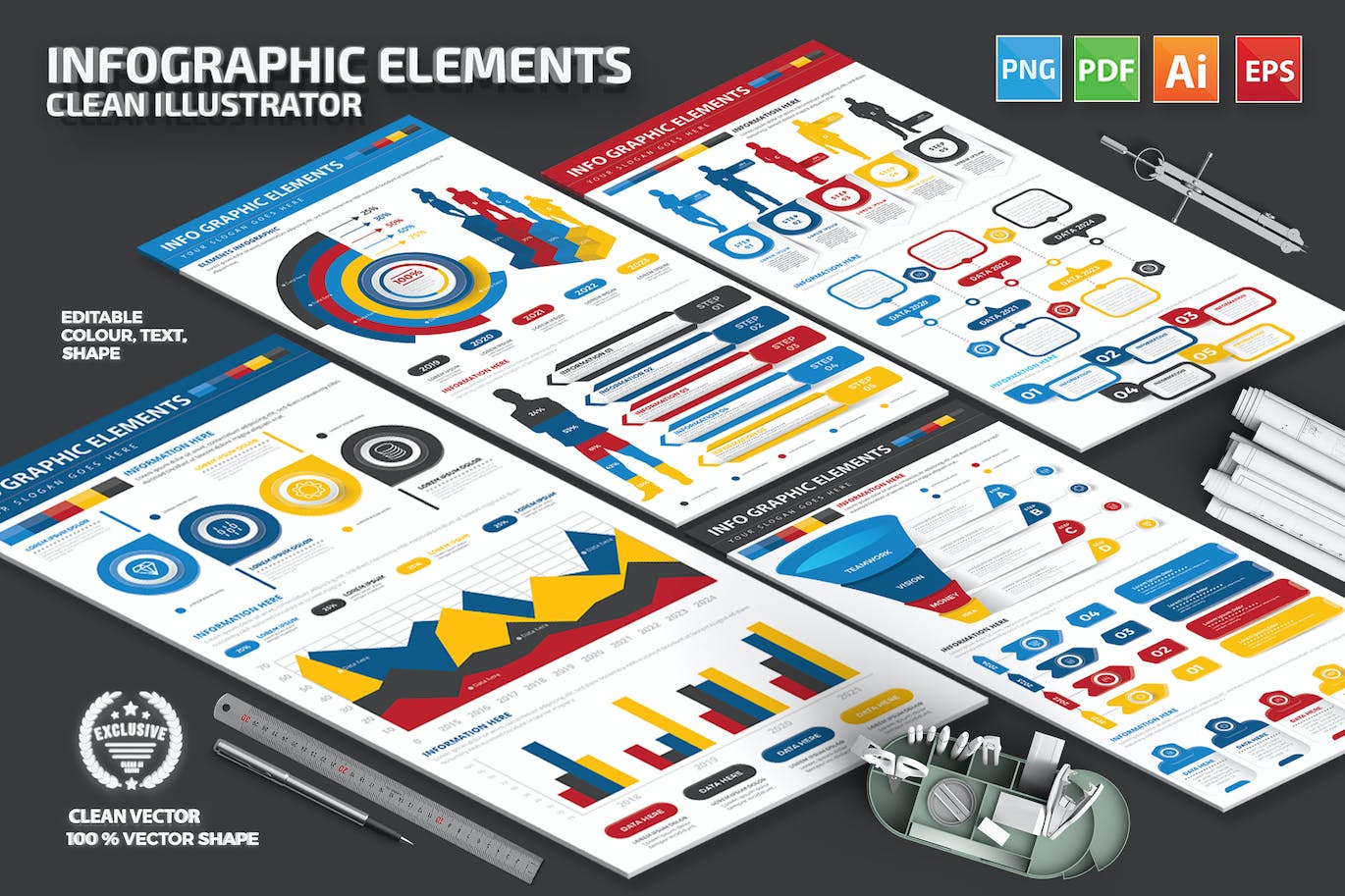 多用途通用信息图表元素模板 Infographic Elements 幻灯图表 第1张