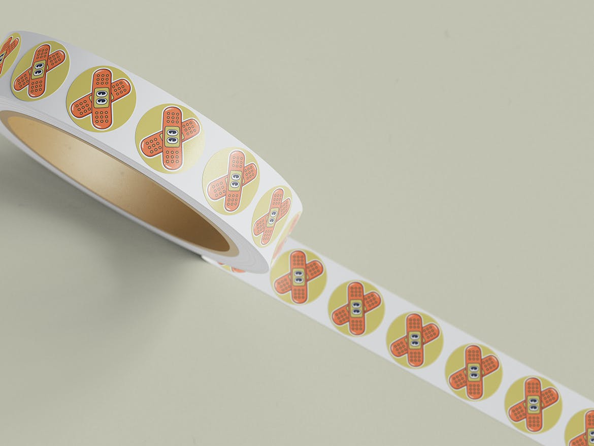 贴纸卷胶布图案设计样机模板 Sticker Roll Mockup 样机素材 第2张
