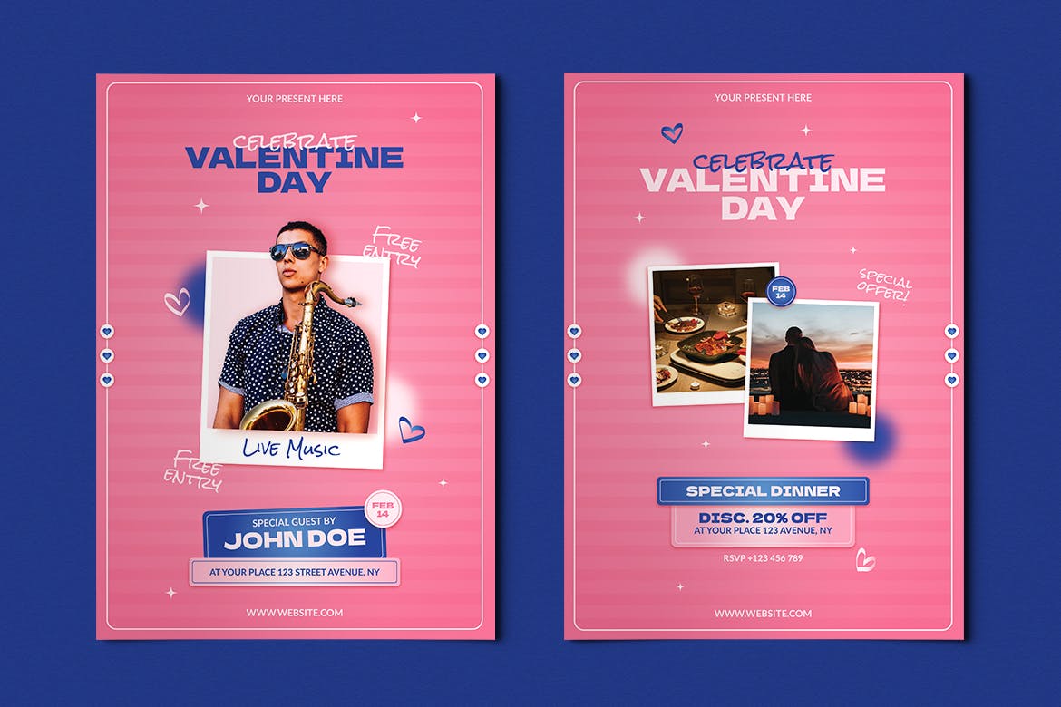 情人节粉色宣传单素材 Sille – Valentine Day Flyer 设计素材 第2张