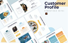 客户资料信息图表矢量模板 Business Customer Profile Illustrator Infographics