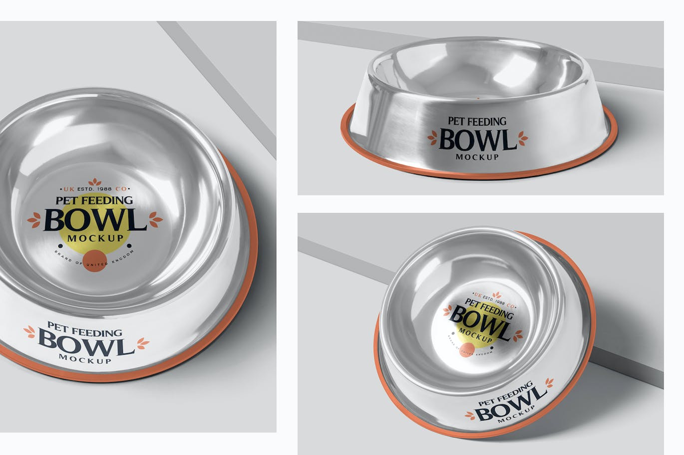 不锈钢宠物狗碗设计样机 Steel Dog Bowl Mockups 样机素材 第2张