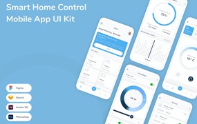 智能家居控制App应用程序UI设计模板套件 Smart Home Control Mobile App UI Kit
