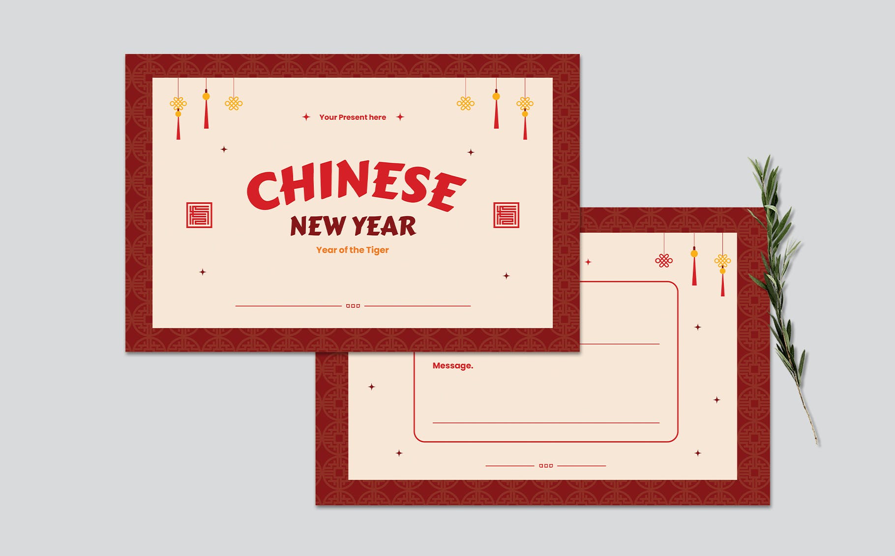 中国新年祝福贺卡设计模板 Chinese New Year Greeting Card Template 设计素材 第2张