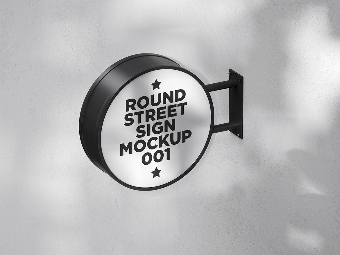 圆形街道标志招牌样机v1 Round Street Sign Mockup 001 样机素材 第2张