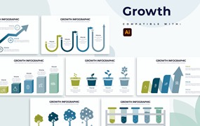 数据增长信息图表矢量模板 Business Growth Illustrator Infographics