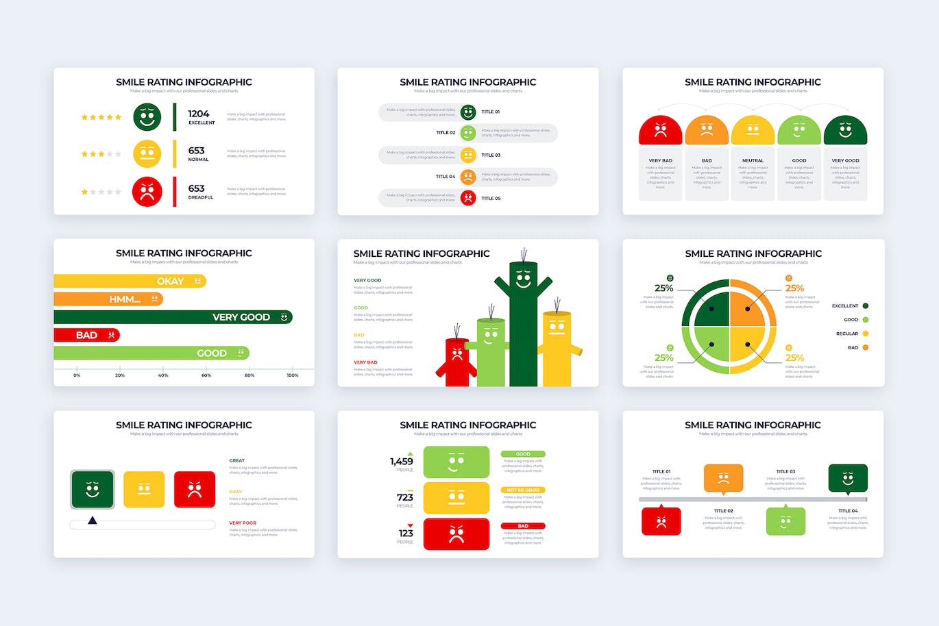 微笑评级信息图表矢量模板 Business Smile Rating Illustrator Infographics 幻灯图表 第2张