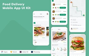 食品外卖移动应用程序App UI设计套件 Food Delivery Mobile App UI Kit