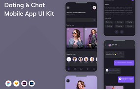 约会和聊天App应用程序UI设计模板套件 Dating & Chat Mobile App UI Kit