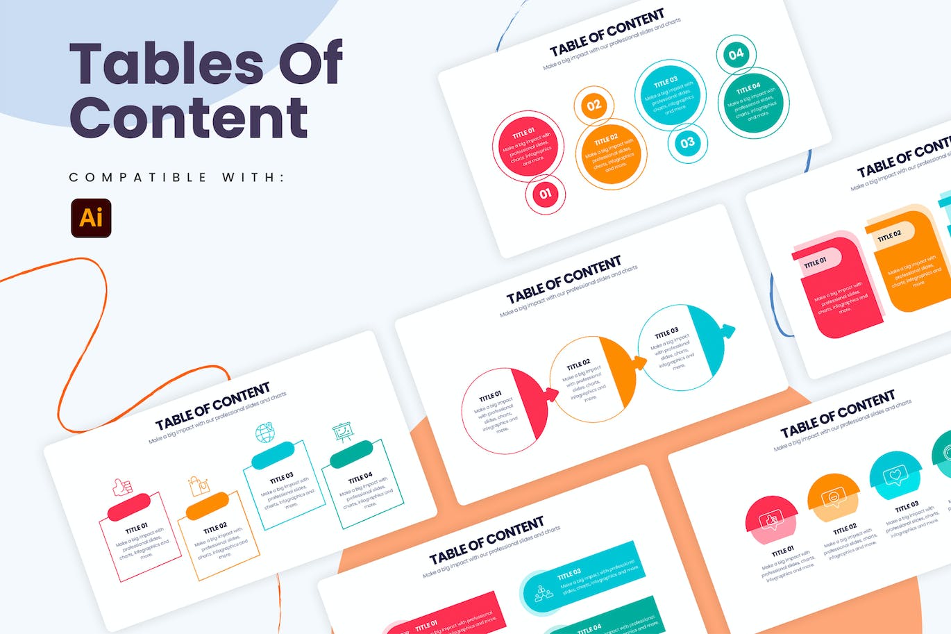 目录步骤信息图表矢量模板 Business Table of Content Illustrator Infographics 幻灯图表 第1张