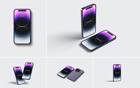紫色iPhone 14 Pro苹果手机样机 Phone 14 Pro Mockup
