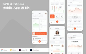 健身房和健身App应用程序UI设计模板套件 GYM & Fitness Mobile App UI Kit
