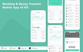 银行和汇款移动应用程序App UI设计套件 Banking & Money Transfer Mobile App UI Kit