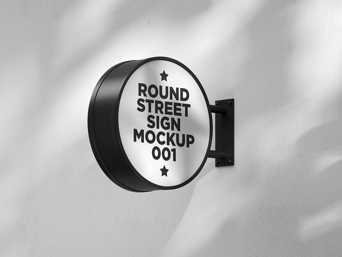圆形街道标志招牌样机v1 Round Street Sign Mockup 001 样机素材 第3张
