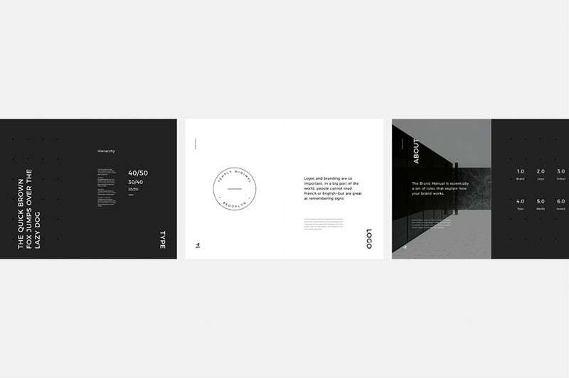 黑白色系品牌手册设计模板，INDD源文件 样机素材 第8张