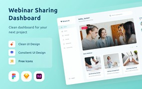 网络研讨会分享仪表盘UI设计模板 Webinarr Sharing Dashboard