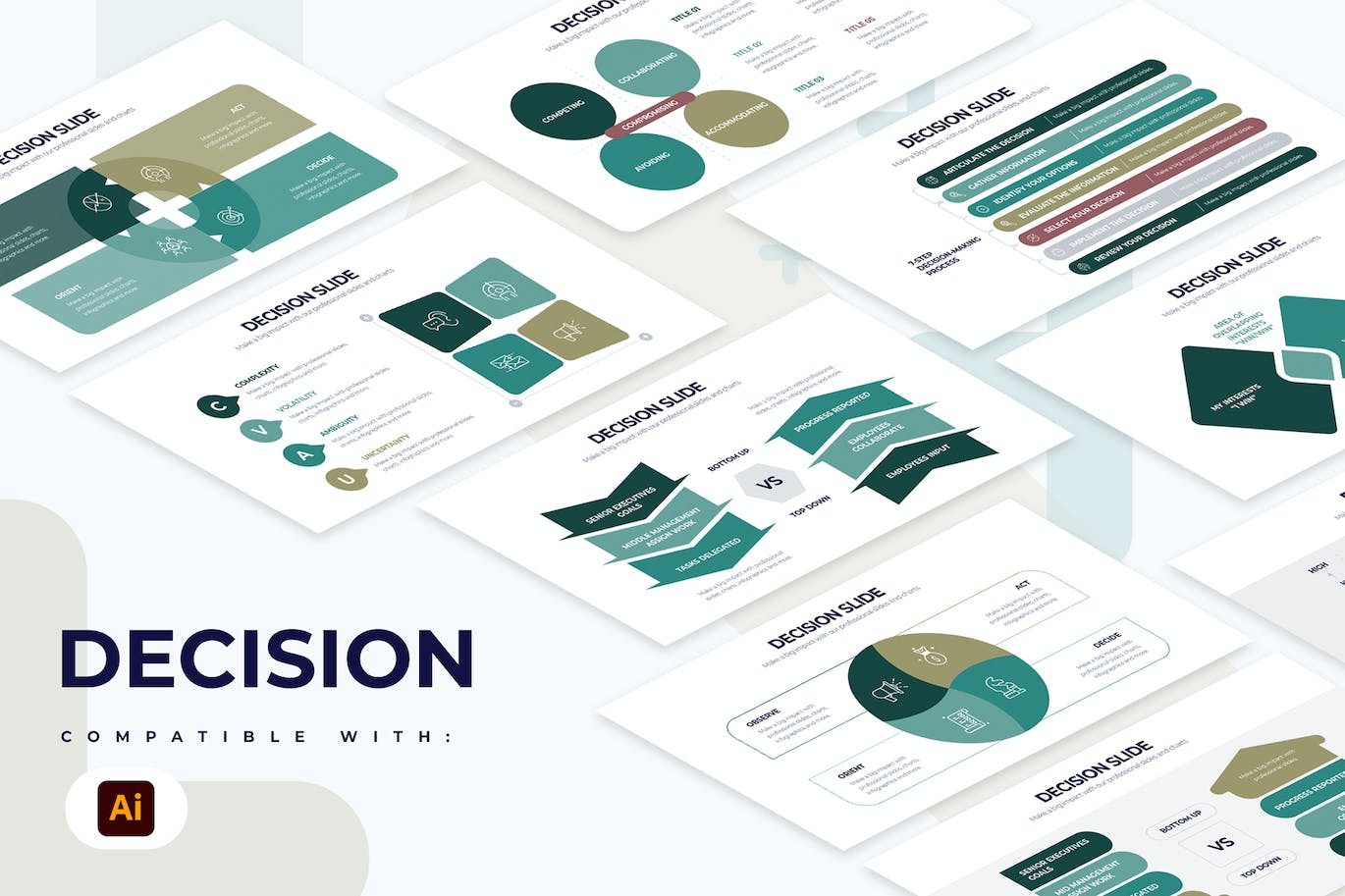 项目决策信息图表矢量模板 Business Decision Illustrator Infographics 幻灯图表 第1张