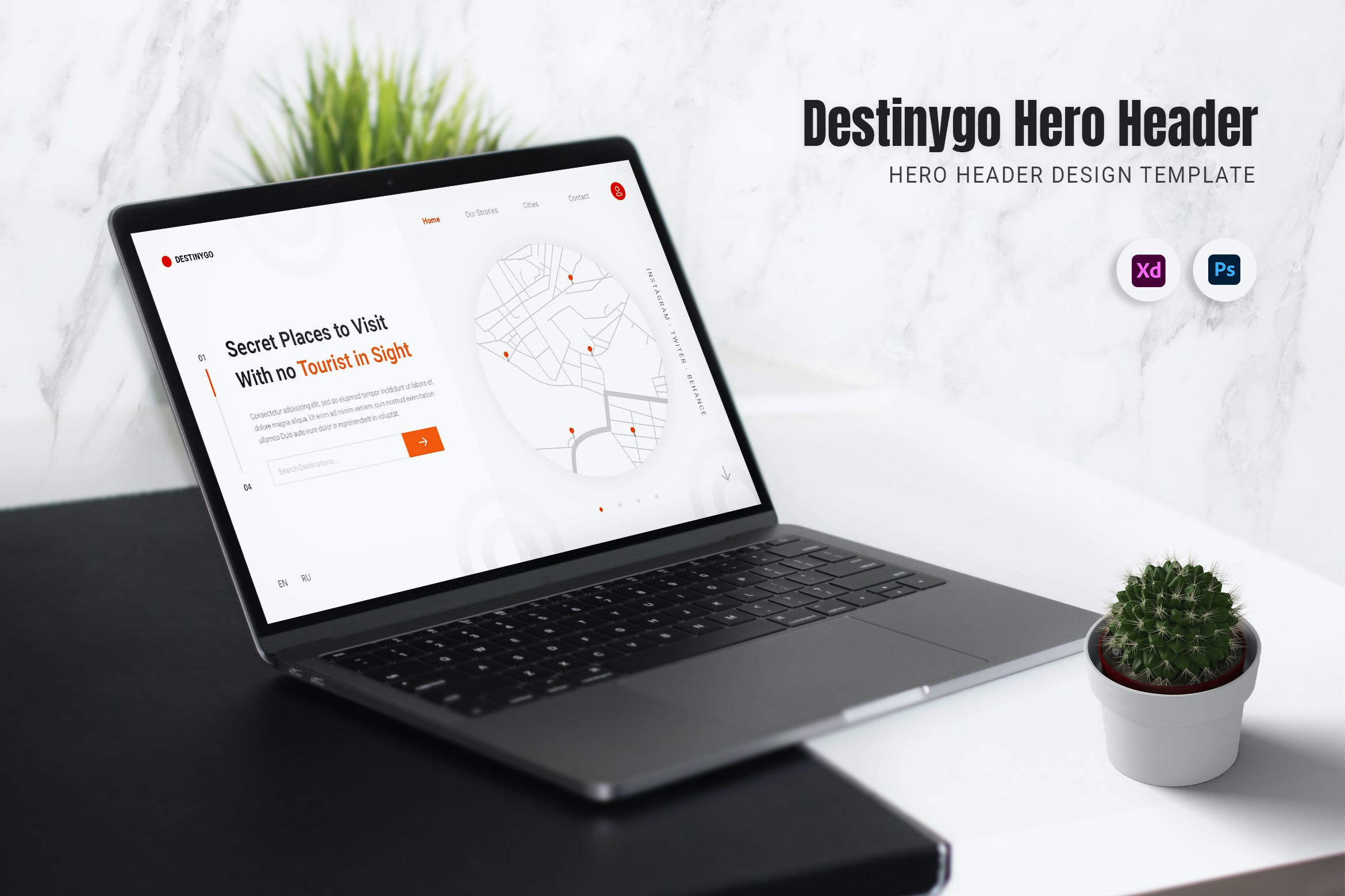 设计师网站巨无霸Header设计模板 Destinygo Hero Header 设计素材 第1张