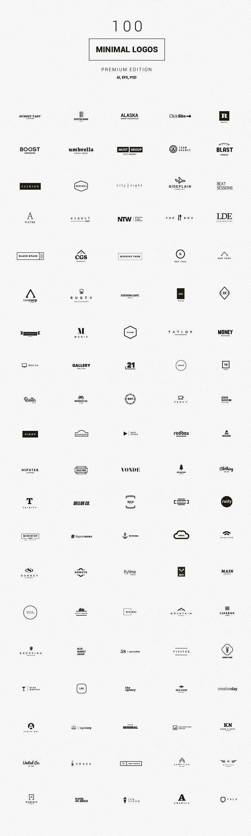 100个极简风Logo标志矢量模板，AI PSD格式 图标素材 第2张