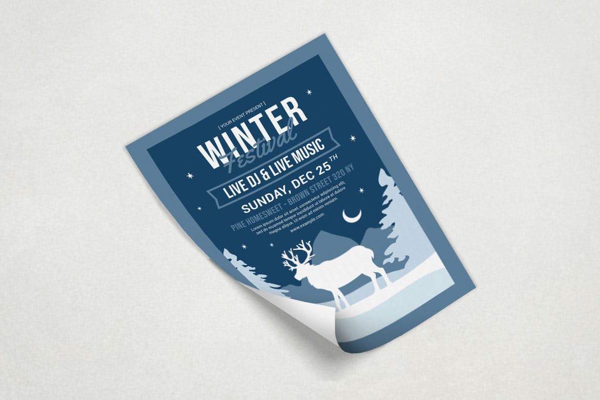 麋鹿冬天活动传单素材 Winter Festival 设计素材 第4张