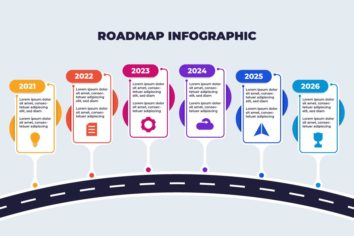 年度时间线路线图业务信息图表 Year Timeline Roadmap Business Infographic 幻灯图表 第1张