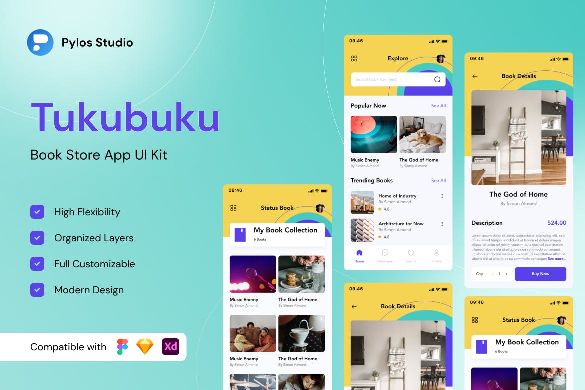 电子书店App移动应用程序UI套件 Tukubuku – Book Store Mobile App UI Kits APP UI 第1张