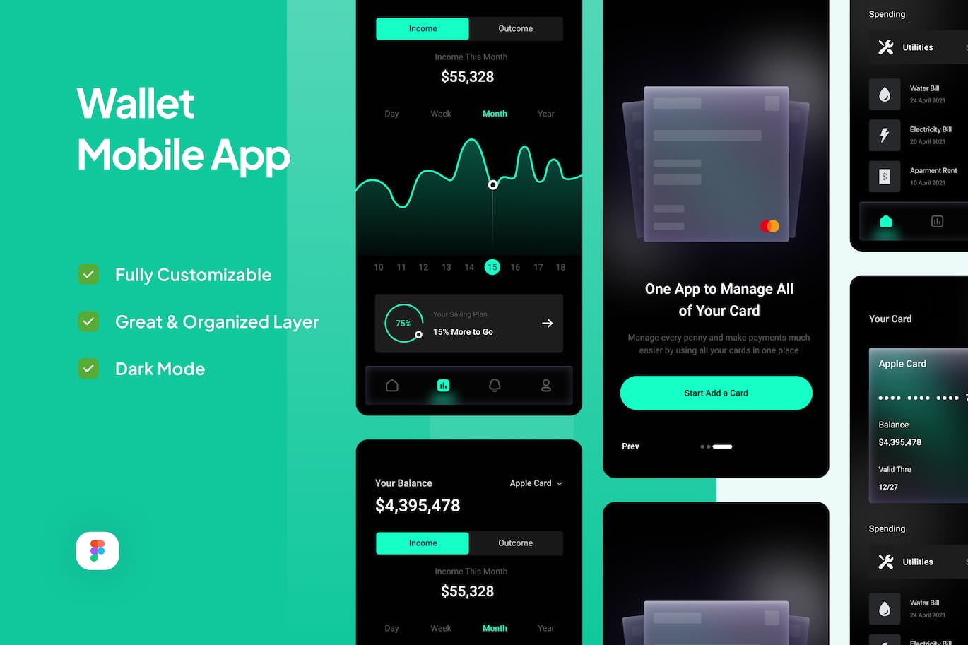 金融钱包移动应用程序UI套件 Cardist – Wallet Mobile App APP UI 第1张