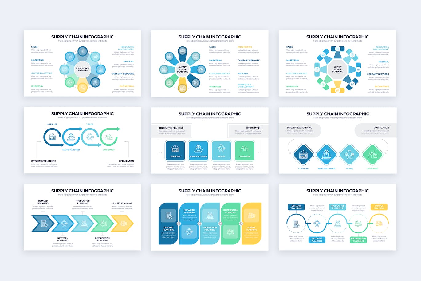 供应链信息图表矢量模板 Business Supply Chain Illustrator Infographics 幻灯图表 第2张